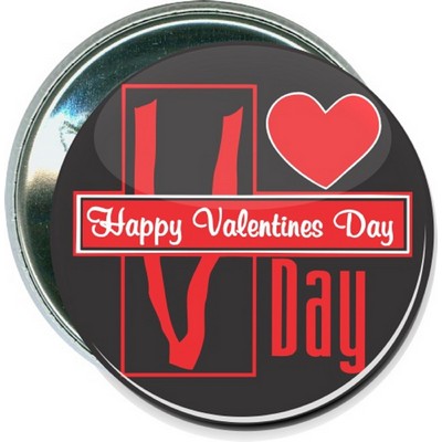 Valentine's Day - V Day, Happy Valentine's Day - 2 1/4'' Round Button